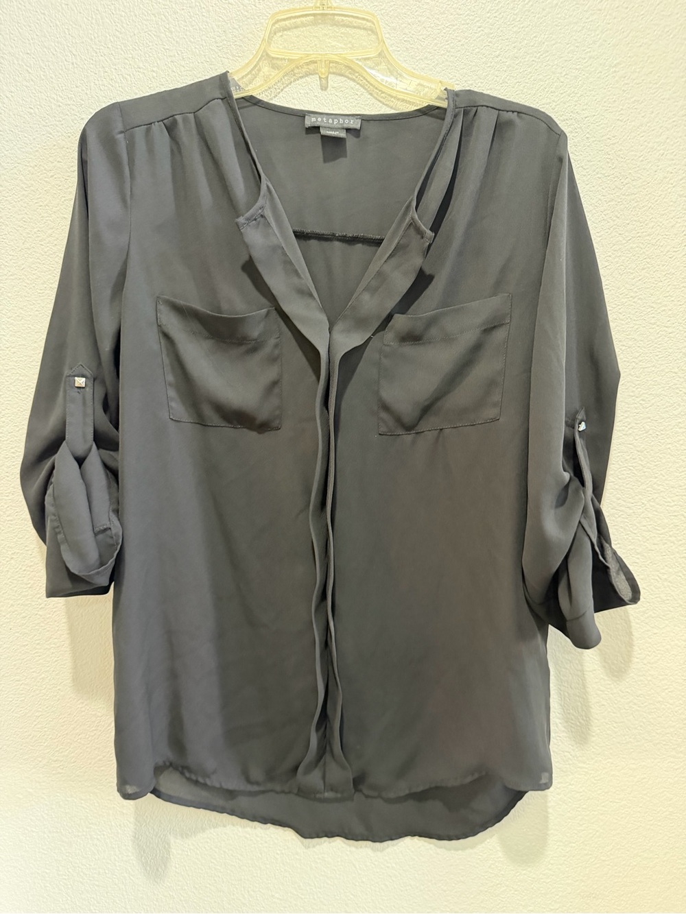 Metaphors olive green blouse size medium